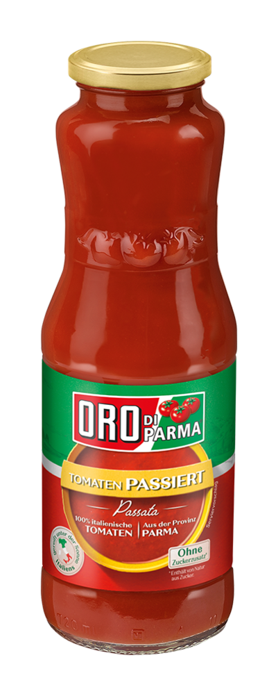 Passierte Tomaten in der Glasflasche