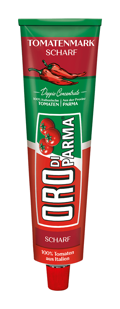 Spicy tomato paste from ORO di Parma in a 200g tube.